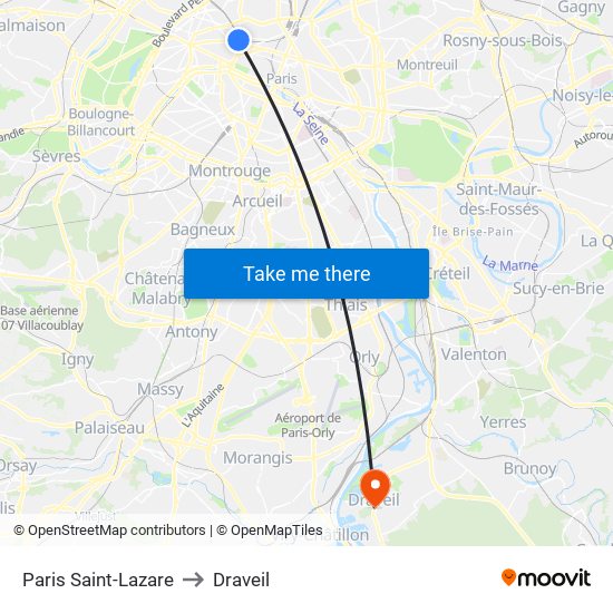 Paris Saint-Lazare to Draveil map