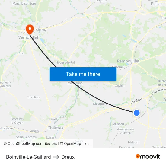 Boinville-Le-Gaillard to Dreux map