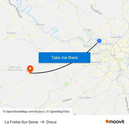 La Frette-Sur-Seine to Dreux map