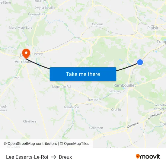 Les Essarts-Le-Roi to Dreux map