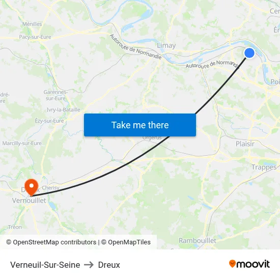 Verneuil-Sur-Seine to Dreux map