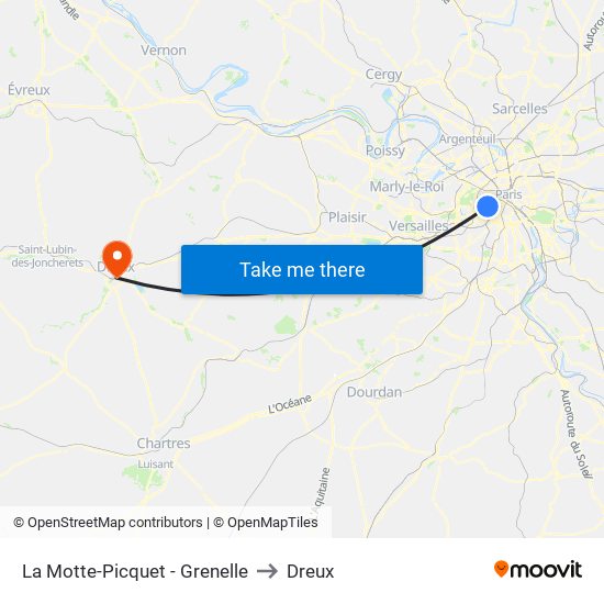 La Motte-Picquet - Grenelle to Dreux map