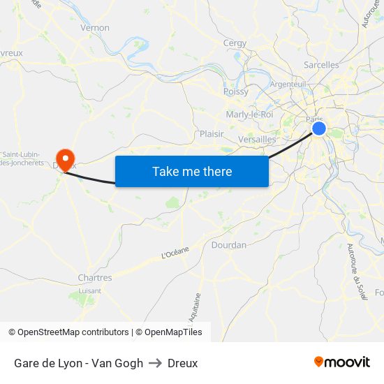 Gare de Lyon - Van Gogh to Dreux map
