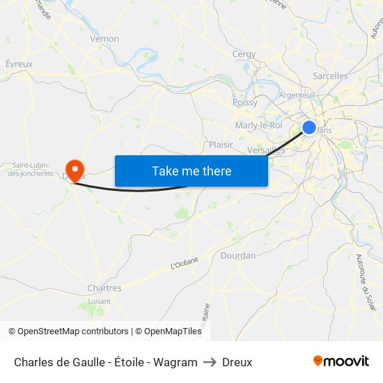 Charles de Gaulle - Étoile - Wagram to Dreux map