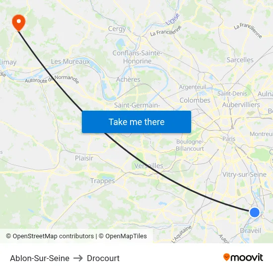 Ablon-Sur-Seine to Drocourt map