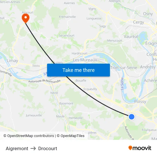 Aigremont to Drocourt map