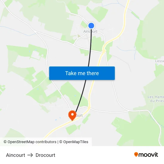 Aincourt to Drocourt map
