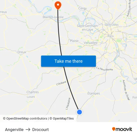 Angerville to Drocourt map