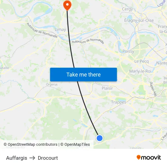 Auffargis to Drocourt map