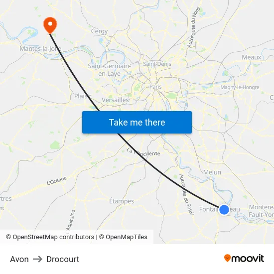 Avon to Drocourt map