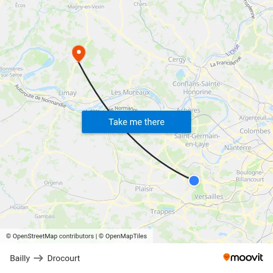 Bailly to Drocourt map