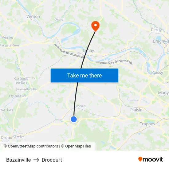 Bazainville to Drocourt map