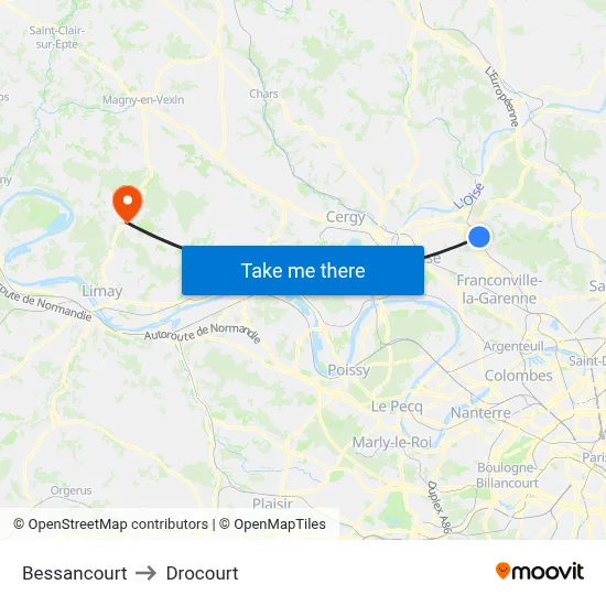 Bessancourt to Drocourt map