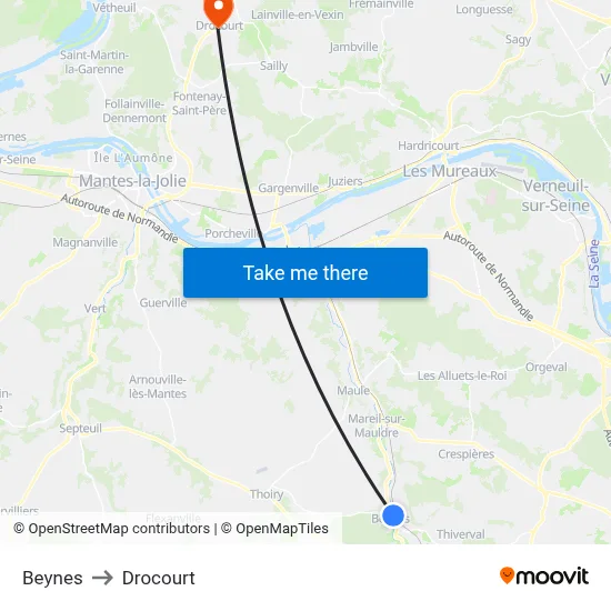 Beynes to Drocourt map