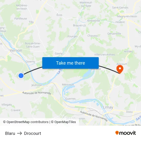 Blaru to Drocourt map