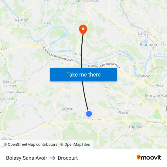 Boissy-Sans-Avoir to Drocourt map