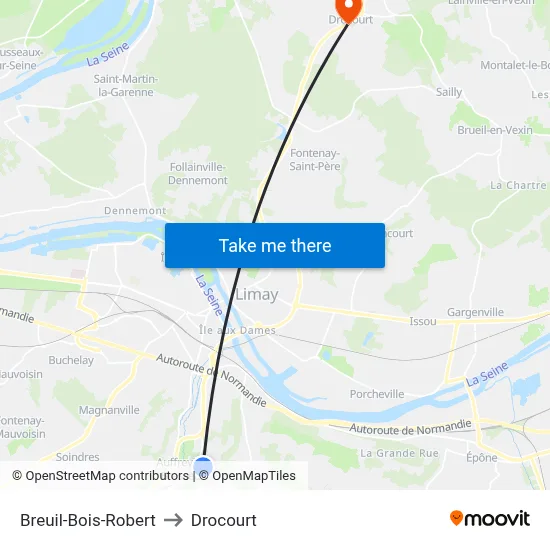 Breuil-Bois-Robert to Drocourt map