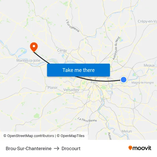 Brou-Sur-Chantereine to Drocourt map