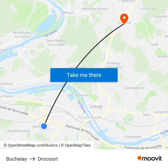 Buchelay to Drocourt map