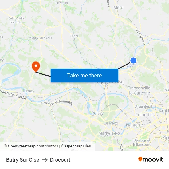 Butry-Sur-Oise to Drocourt map