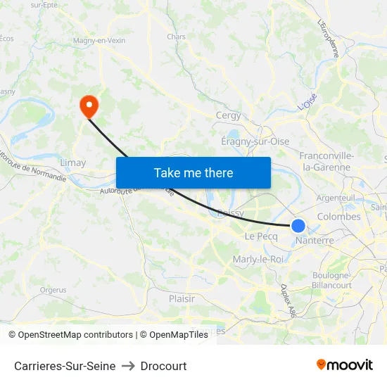 Carrieres-Sur-Seine to Drocourt map