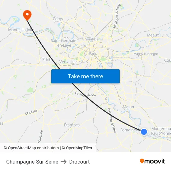 Champagne-Sur-Seine to Drocourt map