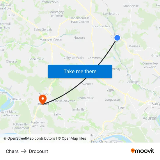 Chars to Drocourt map