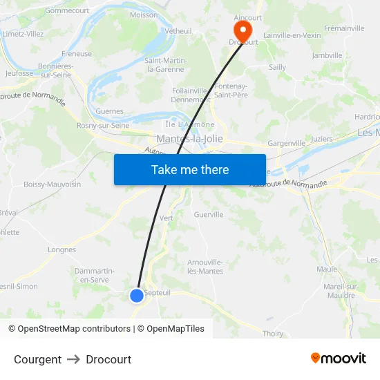 Courgent to Drocourt map
