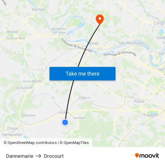 Dannemarie to Drocourt map