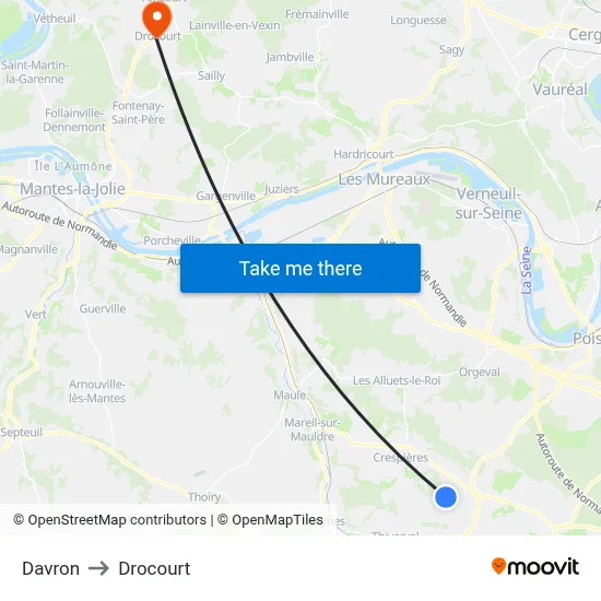 Davron to Drocourt map