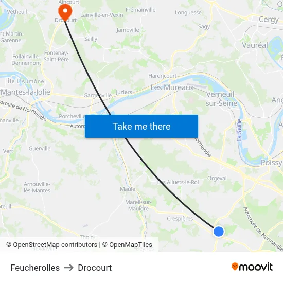 Feucherolles to Drocourt map