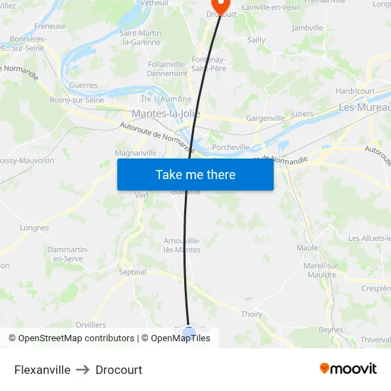 Flexanville to Drocourt map