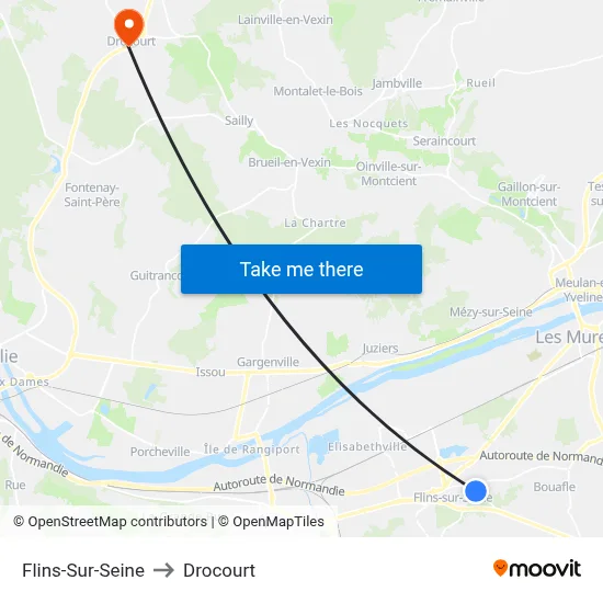 Flins-Sur-Seine to Drocourt map