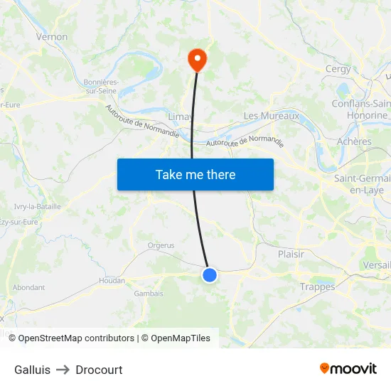Galluis to Drocourt map