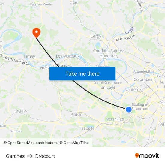Garches to Drocourt map