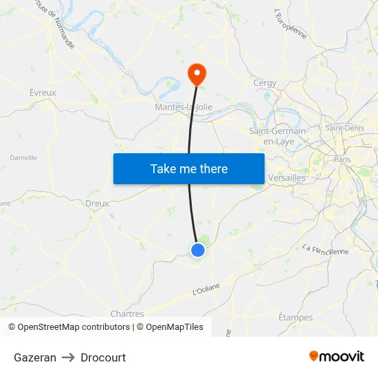 Gazeran to Drocourt map
