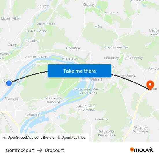 Gommecourt to Drocourt map