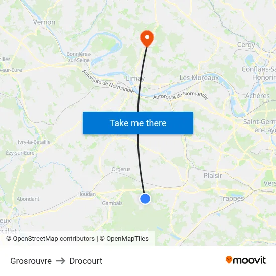 Grosrouvre to Drocourt map