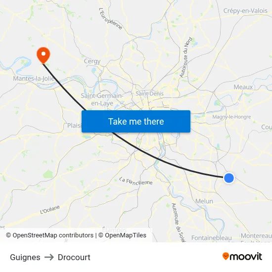 Guignes to Drocourt map