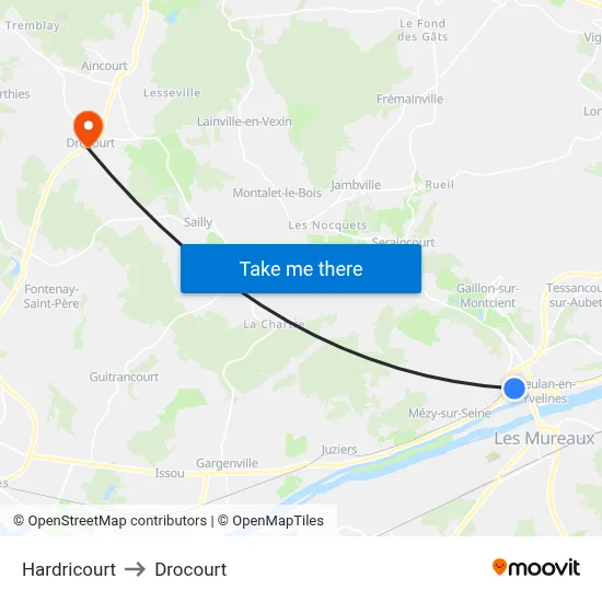 Hardricourt to Drocourt map
