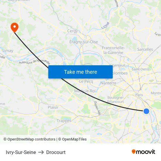 Ivry-Sur-Seine to Drocourt map