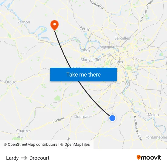 Lardy to Drocourt map