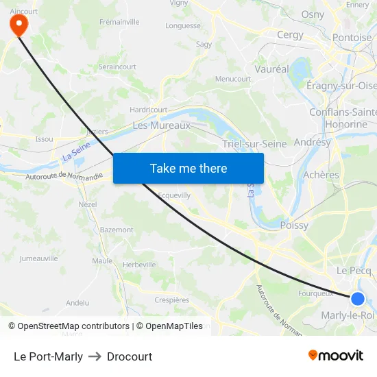 Le Port-Marly to Drocourt map