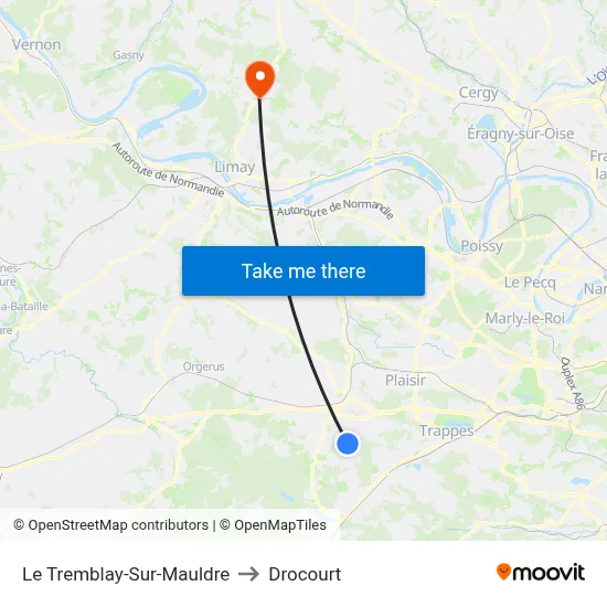 Le Tremblay-Sur-Mauldre to Drocourt map