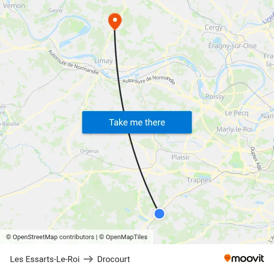 Les Essarts-Le-Roi to Drocourt map