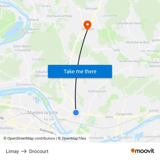 Limay to Drocourt map