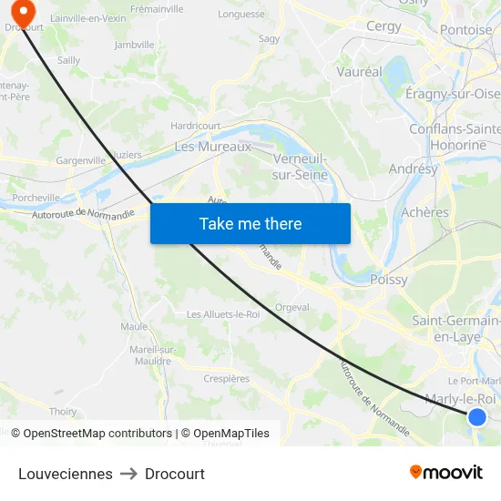 Louveciennes to Drocourt map