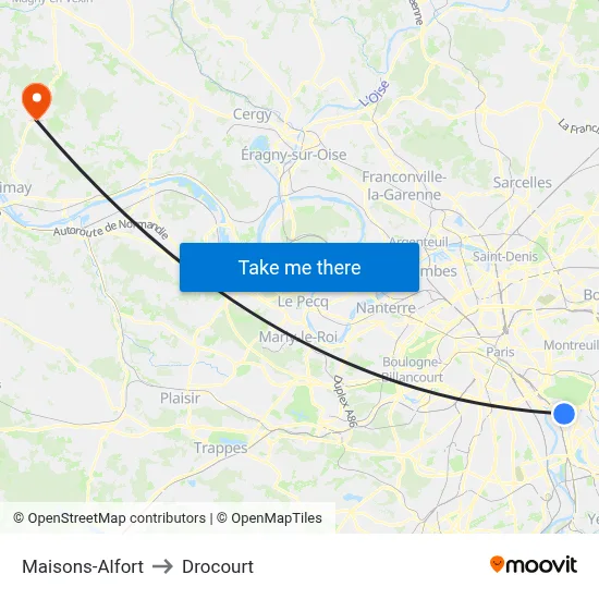 Maisons-Alfort to Drocourt map