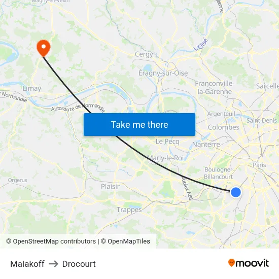 Malakoff to Drocourt map