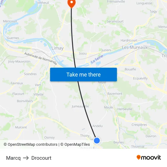 Marcq to Drocourt map